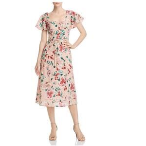 NEW Anthropologie BOG Band of Gypsies Floral Blush Mauve Midi Dress - Size M